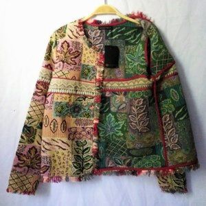 Jacquard Textured Multi pattern Fringe Jacket Sma/Medium